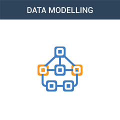 Wall Mural - two colored Data modelling concept vector icon. 2 color Data modelling vector illustration. isolated blue and orange eps icon on white background.