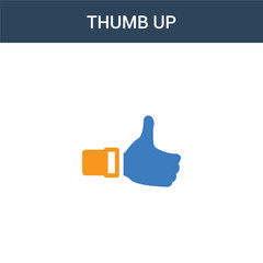 two colored Thumb up concept vector icon. 2 color Thumb up vector illustration. isolated blue and orange eps icon on white background.