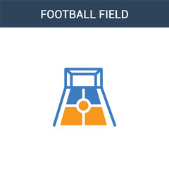 Wall Mural - two colored Football field concept vector icon. 2 color Football field vector illustration. isolated blue and orange eps icon on white background.