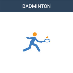 two colored Badminton concept vector icon. 2 color Badminton vector illustration. isolated blue and orange eps icon on white background.