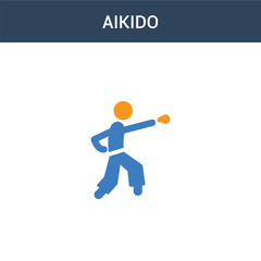 two colored aikido concept vector icon. 2 color aikido vector illustration. isolated blue and orange eps icon on white background.