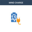 © BestVectorStock - two colored Mind Charge concept vector icon. 2 color Mind Charge vector illustration. isolated blue and orange eps icon on white background.