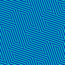 Vector Geometric Lines Seamless Pattern. Bright Colorful Texture With Diagonal Stripes, Broken Lines, Chevron, Zigzag. Simple Abstract Geometry. Optical Art. Neon Blue And Purple Repeat Background