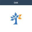 two colored Oak concept vector icon. 2 color Oak vector illustration. isolated blue and orange eps icon on white background.