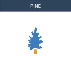 two colored Pine concept vector icon. 2 color Pine vector illustration. isolated blue and orange eps icon on white background.