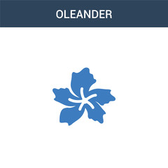 Wall Mural - two colored Oleander concept vector icon. 2 color Oleander vector illustration. isolated blue and orange eps icon on white background.