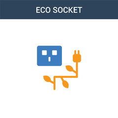 two colored eco Socket concept vector icon. 2 color eco Socket vector illustration. isolated blue and orange eps icon on white background.