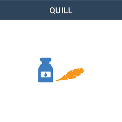 two colored Quill concept vector icon. 2 color Quill vector illustration. isolated blue and orange eps icon on white background.