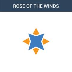 two colored Rose of the Winds concept vector icon. 2 color Rose of the Winds vector illustration. isolated blue and orange eps icon on white background.