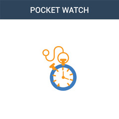 two colored pocket watch concept vector icon. 2 color pocket watch vector illustration. isolated blu