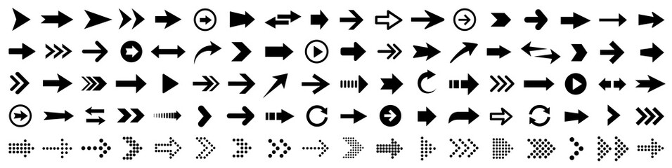 Wall Mural - arrows set. arrow icon collection. set different arrows or web design. arrow flat style isolated on 