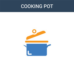 two colored Cooking pot concept vector icon. 2 color Cooking pot vector illustration. isolated blue and orange eps icon on white background.