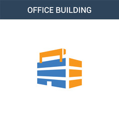 two colored Office building concept vector icon. 2 color Office building vector illustration. isolated blue and orange eps icon on white background.