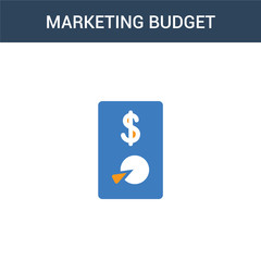 two colored marketing budget concept vector icon. 2 color marketing budget vector illustration. isolated blue and orange eps icon on white background.