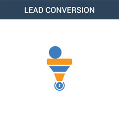 two colored lead conversion concept vector icon. 2 color lead conversion vector illustration. isolated blue and orange eps icon on white background.