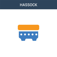 two colored hassock concept vector icon. 2 color hassock vector illustration. isolated blue and orange eps icon on white background.