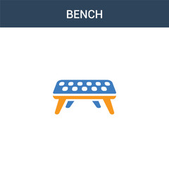 two colored Bench concept vector icon. 2 color Bench vector illustration. isolated blue and orange eps icon on white background.