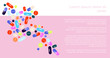 © Lena Lapina - Colorful pills banner background. Trendy hand-drawn drugs on a pink background. Coronavirus, healthcare concept. Banner, card, poster template. Modern vector illustration.