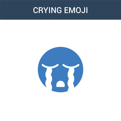 two colored Crying emoji concept vector icon. 2 color Crying emoji vector illustration. isolated blue and orange eps icon on white background.