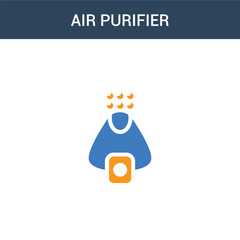 two colored Air purifier concept vector icon. 2 color Air purifier vector illustration. isolated blue and orange eps icon on white background.