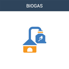 Wall Mural - two colored Biogas concept vector icon. 2 color Biogas vector illustration. isolated blue and orange eps icon on white background.