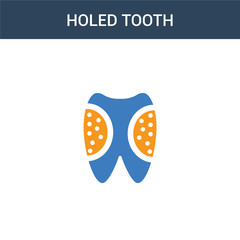 two colored Holed Tooth concept vector icon. 2 color Holed Tooth vector illustration. isolated blue and orange eps icon on white background.