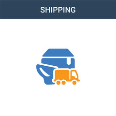 two colored Shipping concept vector icon. 2 color Shipping vector illustration. isolated blue and orange eps icon on white background.