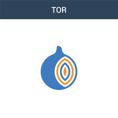 two colored Tor concept vector icon. 2 color Tor vector illustration. isolated blue and orange eps icon on white background.