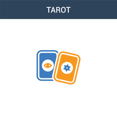 two colored Tarot concept vector icon. 2 color Tarot vector illustration. isolated blue and orange eps icon on white background.