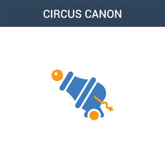 two colored Circus Canon concept vector icon. 2 color Circus Canon vector illustration. isolated blue and orange eps icon on white background.