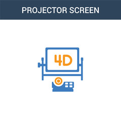 two colored Projector Screen concept vector icon. 2 color Projector Screen vector illustration. isolated blue and orange eps icon on white background.