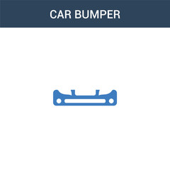 two colored car bumper concept vector icon. 2 color car bumper vector illustration. isolated blue and orange eps icon on white background.