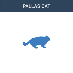 two colored Pallas cat concept vector icon. 2 color Pallas cat vector illustration. isolated blue and orange eps icon on white background.