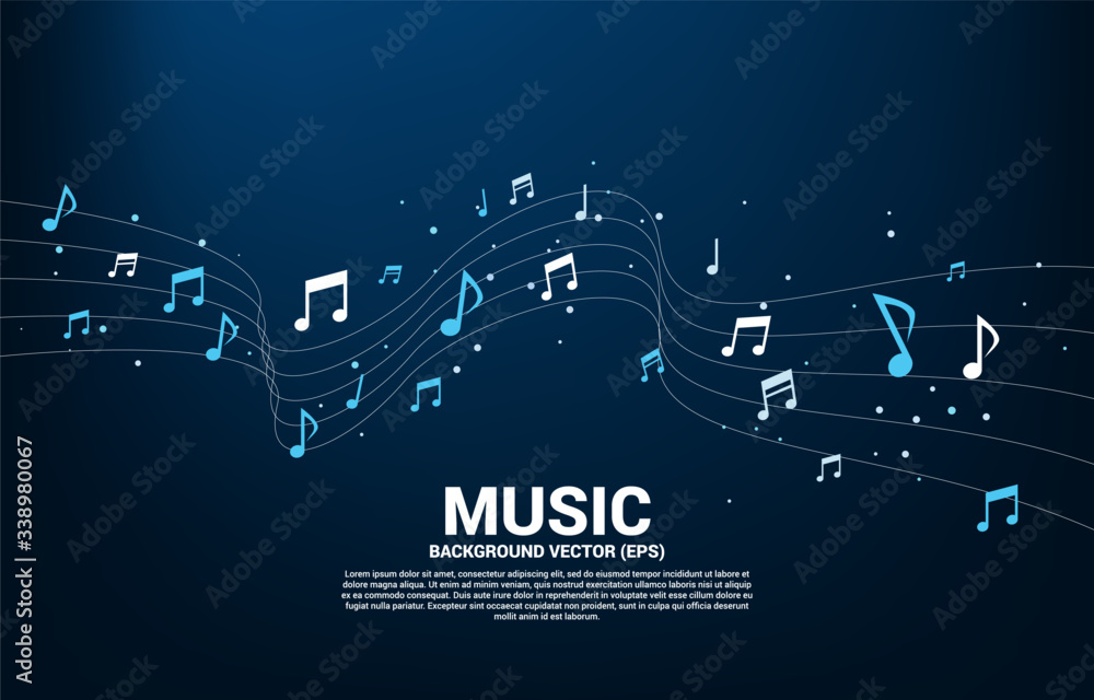 Dance Flow Background Vector music melody note dancing flow . Concept background for song and ...