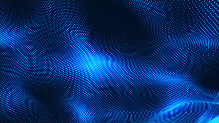 Wall Mural - Dot white blue wave light screen gradient texture background. Abstract  technology big data digital background. 3d rendering.