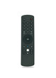Television remote control isolated on white background with clipping path. Remote control, black plastic material with many menu buttons.