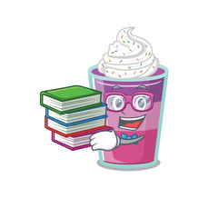 Sticker - A diligent student in cocktail jelly mascot design concept with books