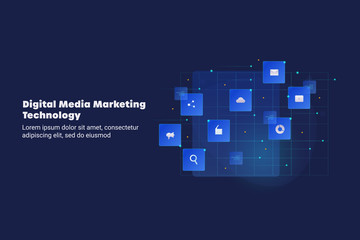 Wall Mural - digital marketing technology, internet and online media advertising network, seo, social media and c