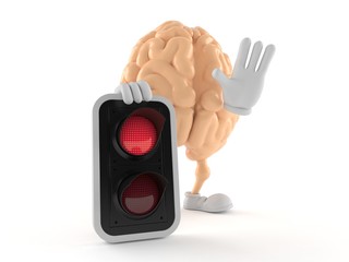 Canvas Print - Brain character with red light