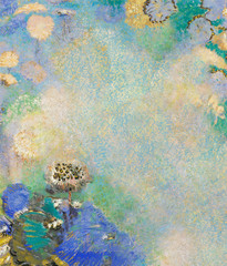 Wall Mural - blue floral wall textured background