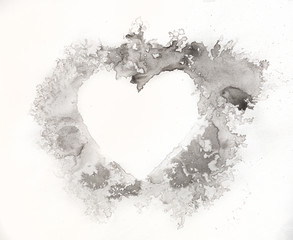 Aufkleber - Watercolour splashes heart on white paper background.