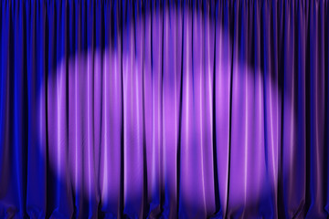 Wall Mural - purple theater curtains with spotlights.