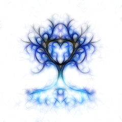 Poster - tree of life symbol on structured ornamental background, yggdrasil. Fractal effect.