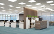 modern office interior with planks 3d rendering