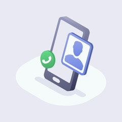 Wall Mural - mobile phone call user profile concept with modern isometric style
