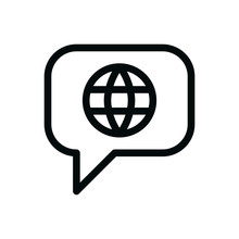 Foreign Language Talk Bubble Isolated Icon, International Communication Linear Vector Icon