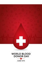 World Blood Donor Day Awareness Campaign Design. Blood Donation Concept. Appreciation To Donors Worldwide. Vertical Or Portrait Poster Format. Vector Illustration.