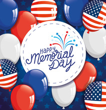 Happy Memorial Day With Decoration Of Balloons Helium Vector Illustration Design