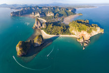 Aerial View Of Railay Peninsula At Sunset, Krabi Province, Thailand