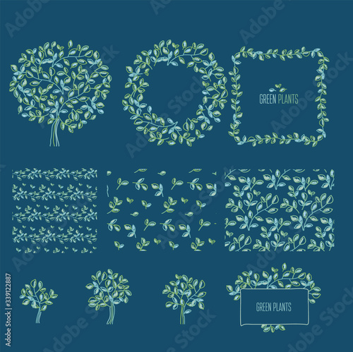 Green leaves design element...